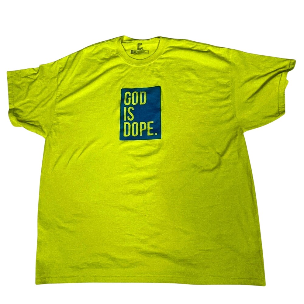 God Is Dope Shirt Mens 2XL Yellow God Is Dope Graphic Christian Tee Streetwear